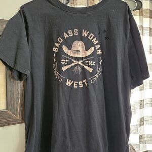 Black 'Bad Ass Woman of the West' Graphic Short Sleeve Tee